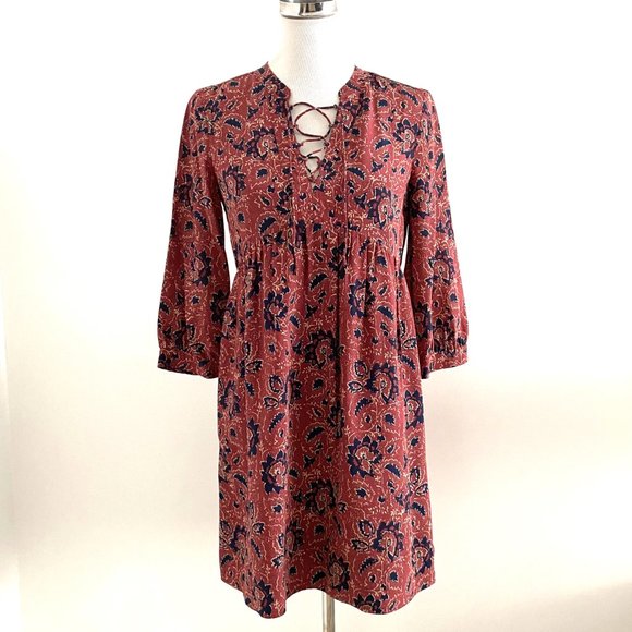 Madewell Dresses & Skirts - Madewell Silk Lace-Up Assam Boho Floral Mini Dress